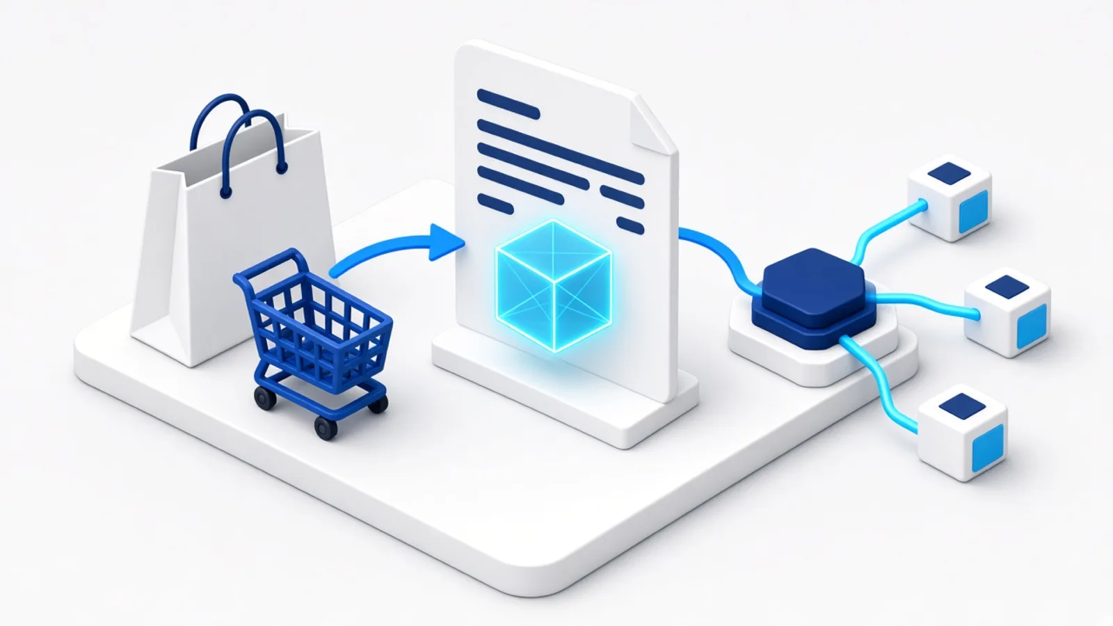 Commande d'une boutique en ligne transformée en document structuré puis routée vers un intermédiaire