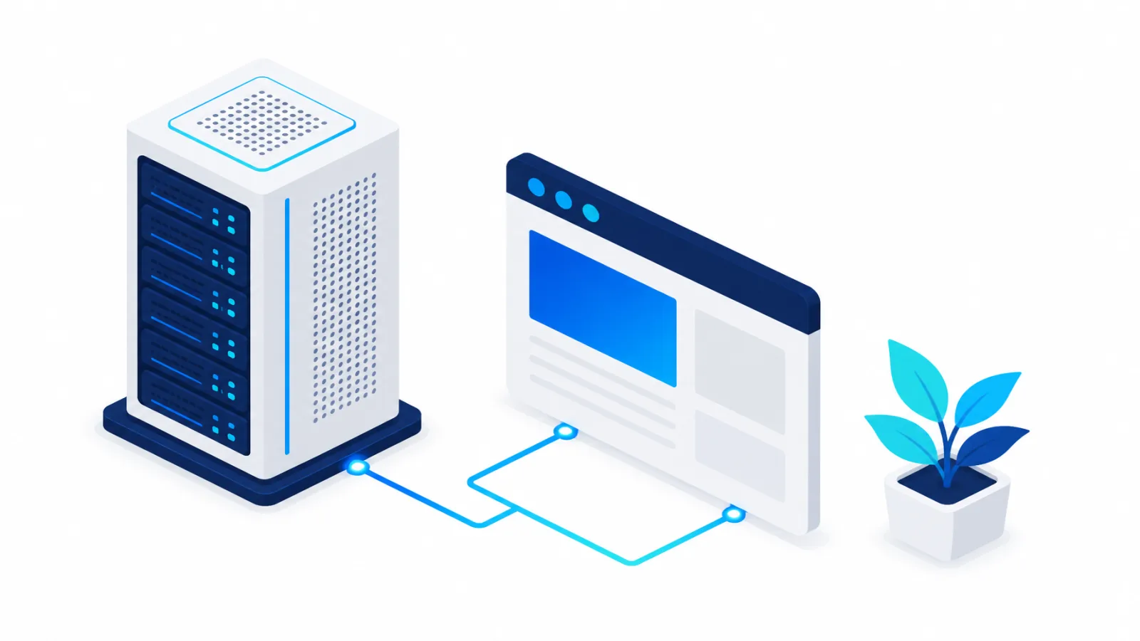 Serveurs d'un datacenter genevois et tableau de bord WordPress