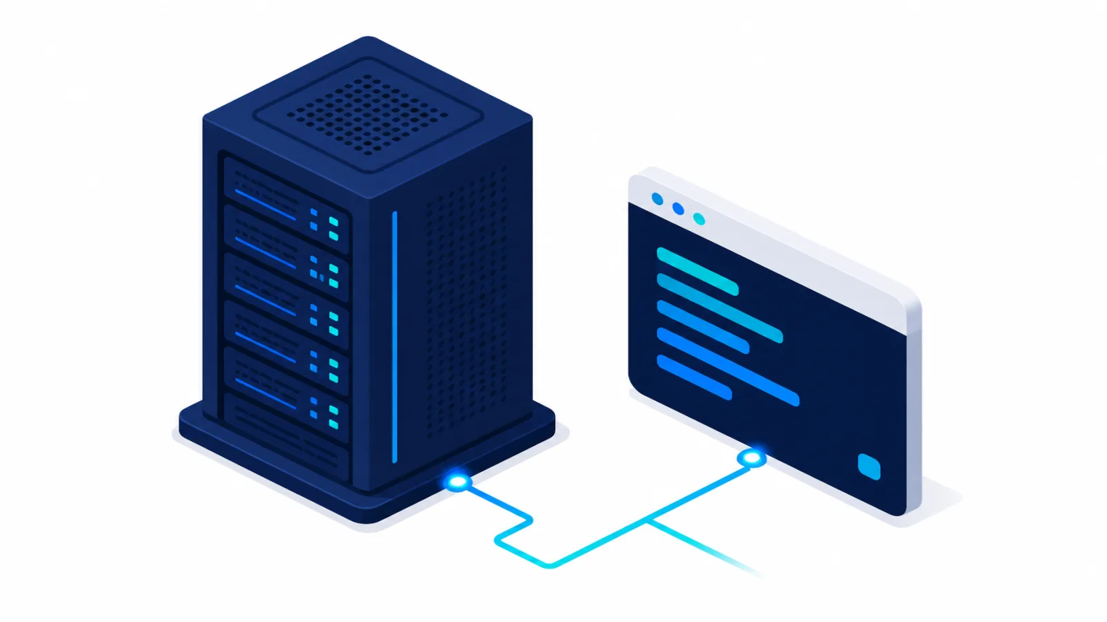 Serveur Linux installé dans une baie d'entreprise