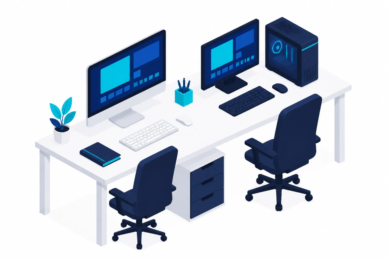 Postes Windows et Mac sur un même bureau d'entreprise