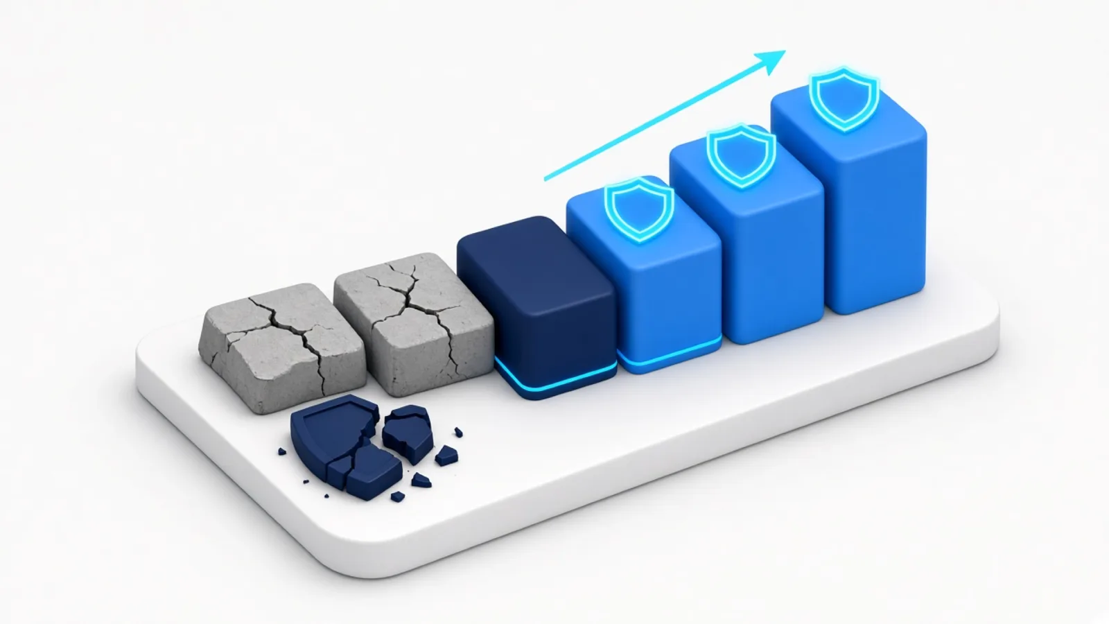 Blocs de versions successives dont les plus anciens sont fissurés et les récents protégés