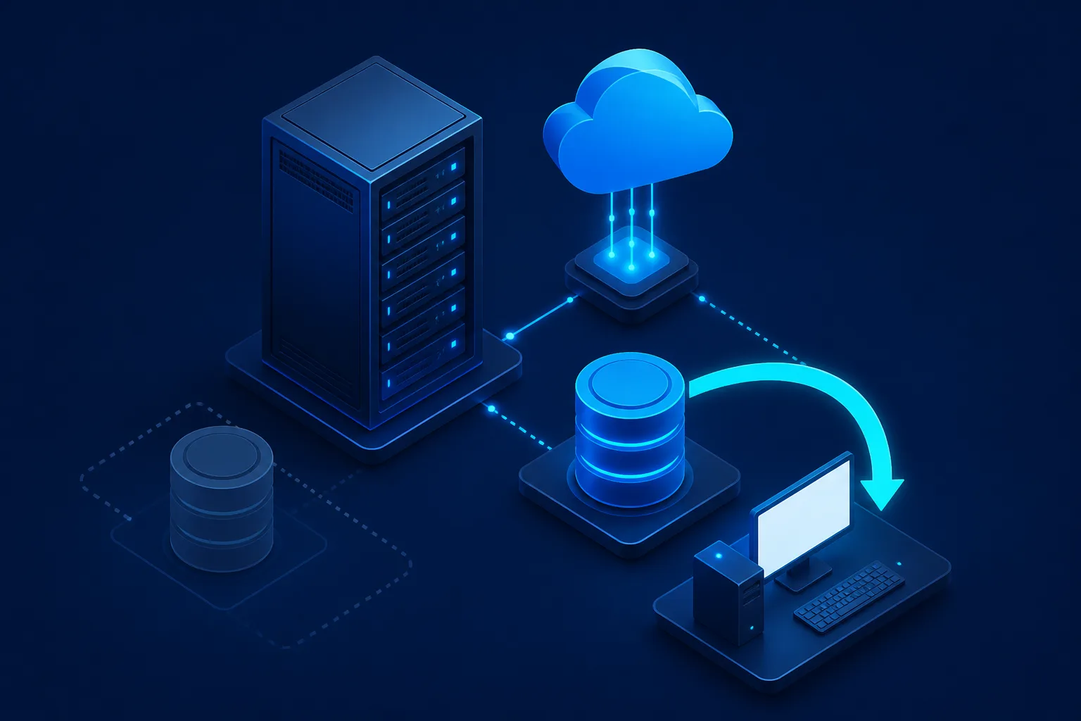 Serveur, copie cloud et flèche de restauration testée
