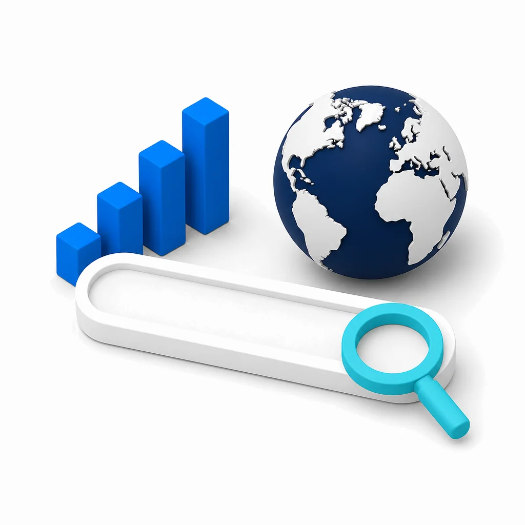 Pages web, loupe et tableau de bord d'indexation