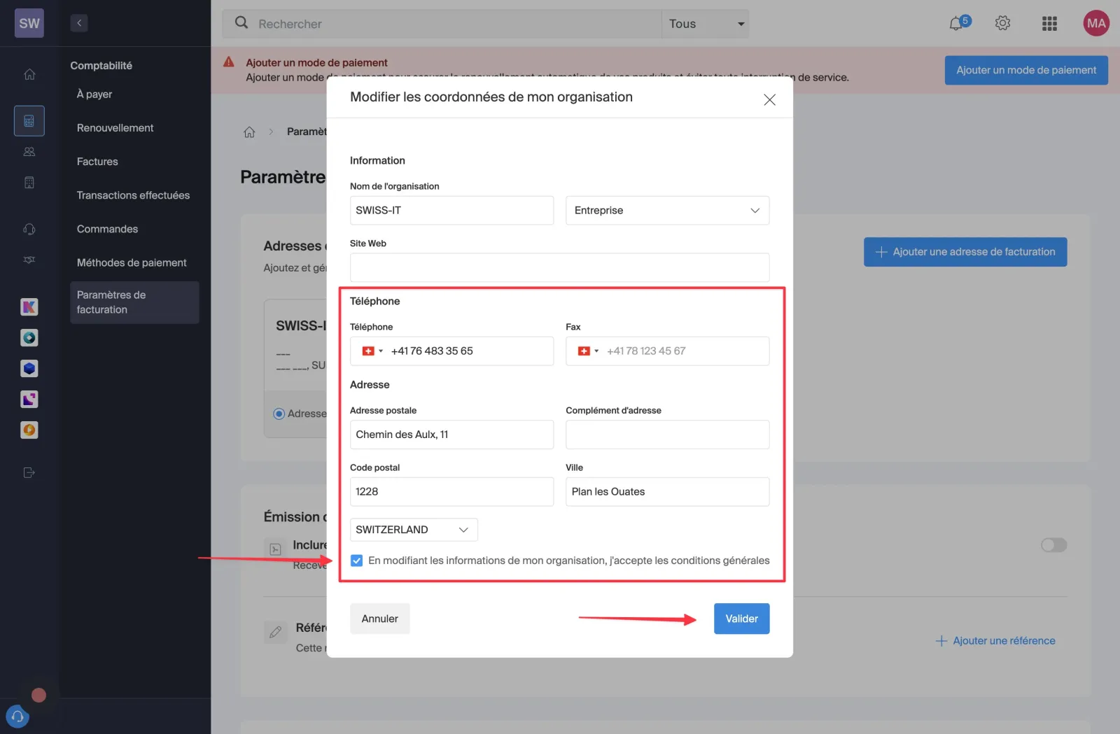 Étape 10, Valider vos informations